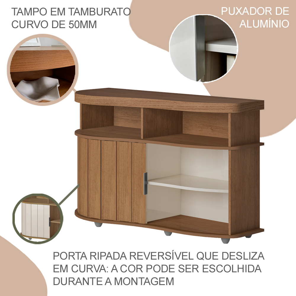 Buffet Porta de Correr 120 cm 4736 Cinamomo Off White ARLY