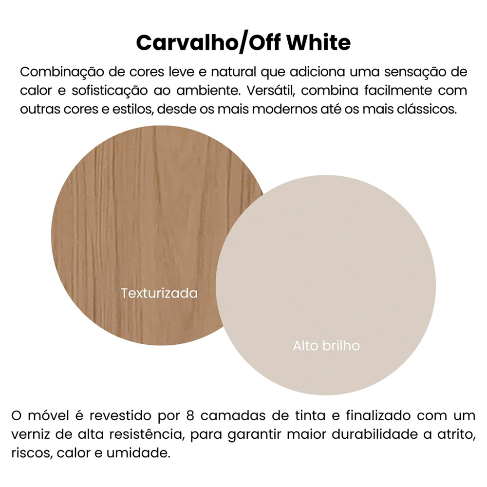 Buffet Porta de Correr 120 cm 4737 Carvalho Off White Menta ARLY