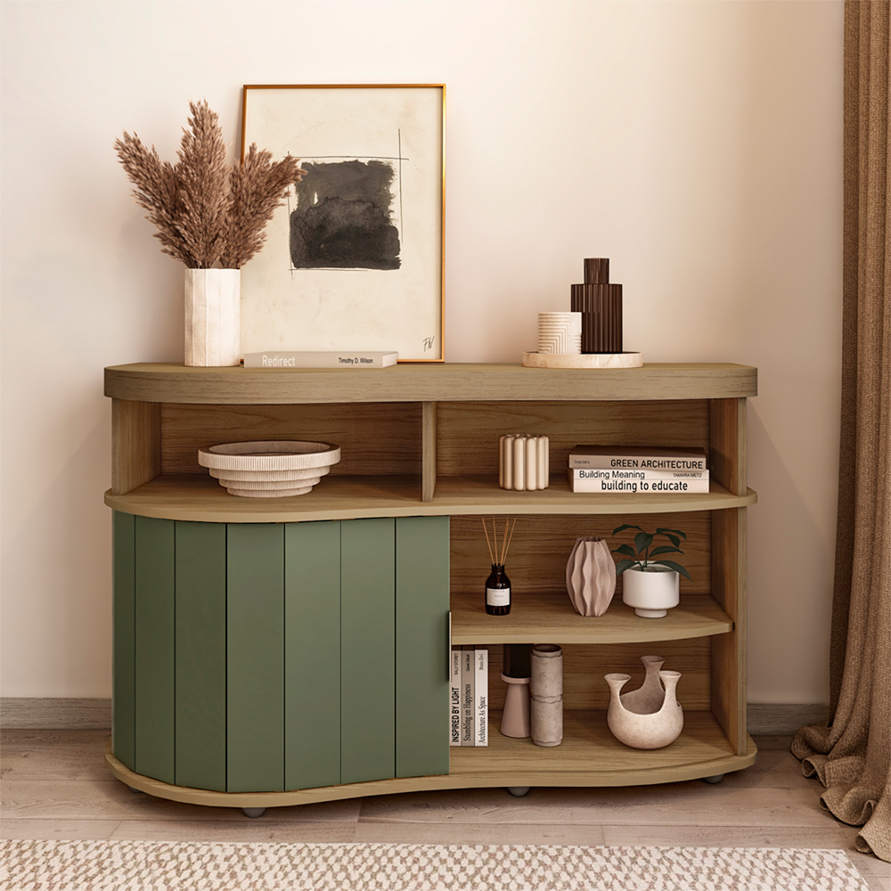 Buffet Porta de Correr 120 cm 4737 Carvalho Off White Menta ARLY