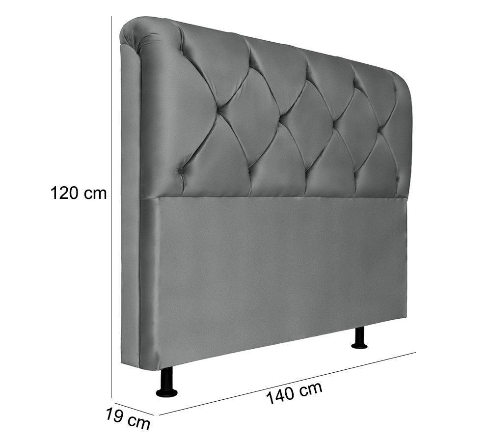 Cabeceira Casal 140cm Barbara Suede Cinza ID Milani Store
