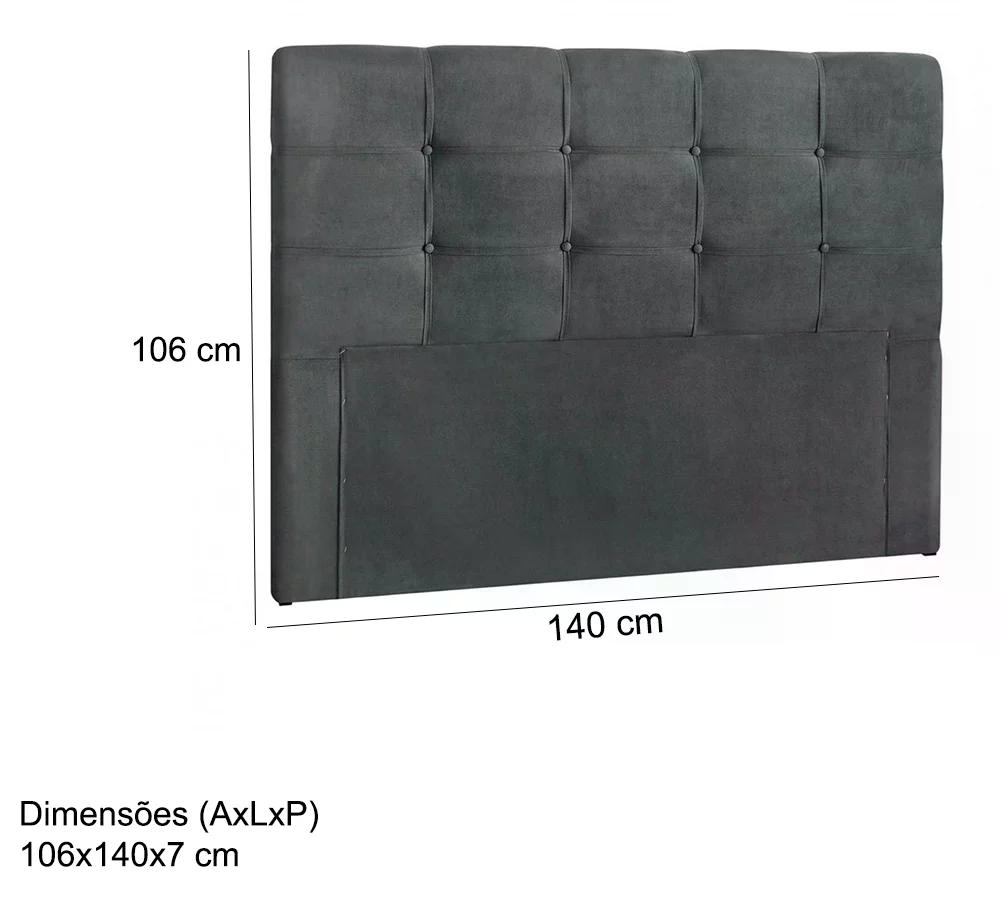 Cabeceira Casal 140cm Daiana Suede Cinza ID Milani Store