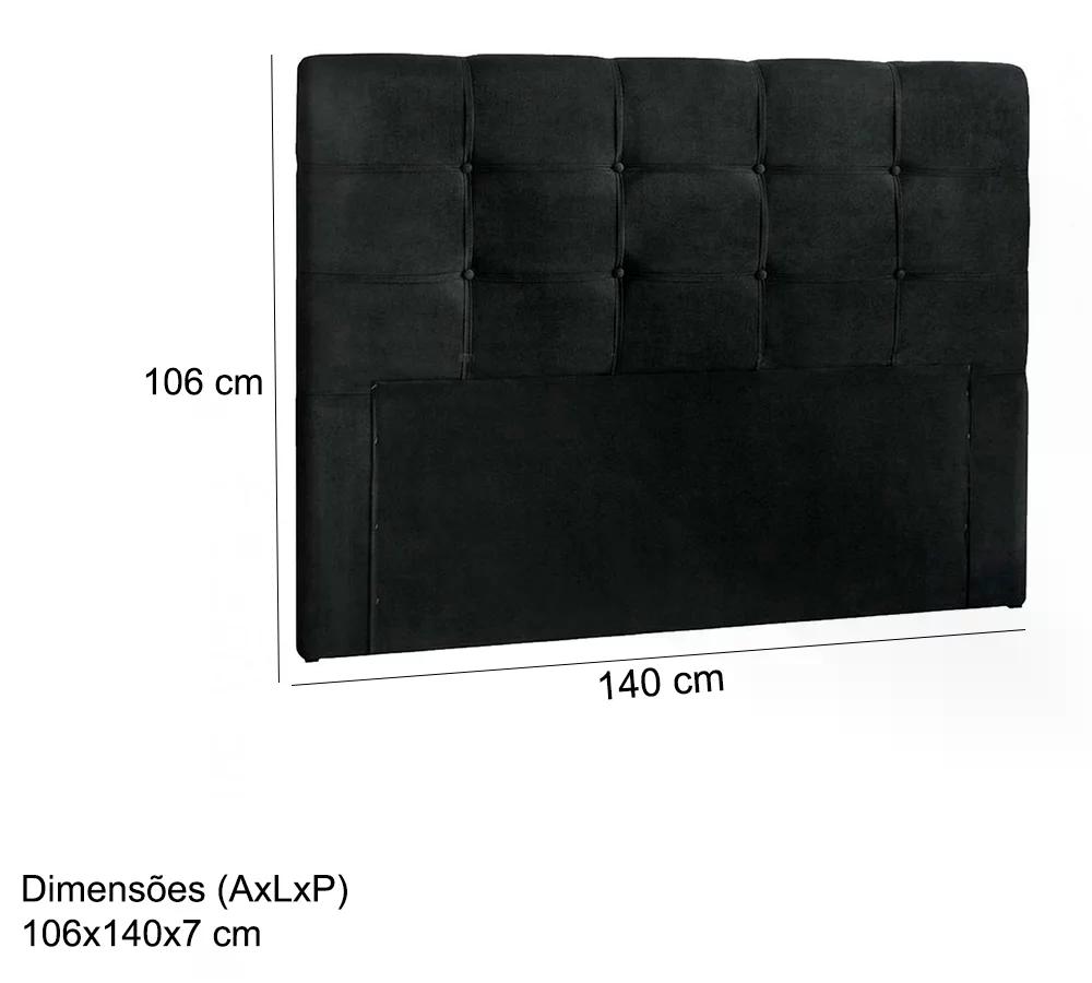 Cabeceira Casal 140cm Daiana Suede Preto ID Milani Store