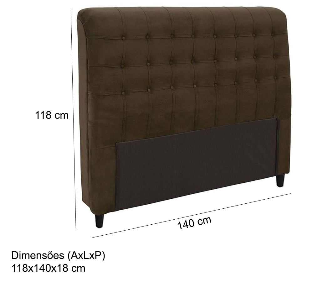 Cabeceira Casal 140cm Damares Suede Chocolate ID Milani Store