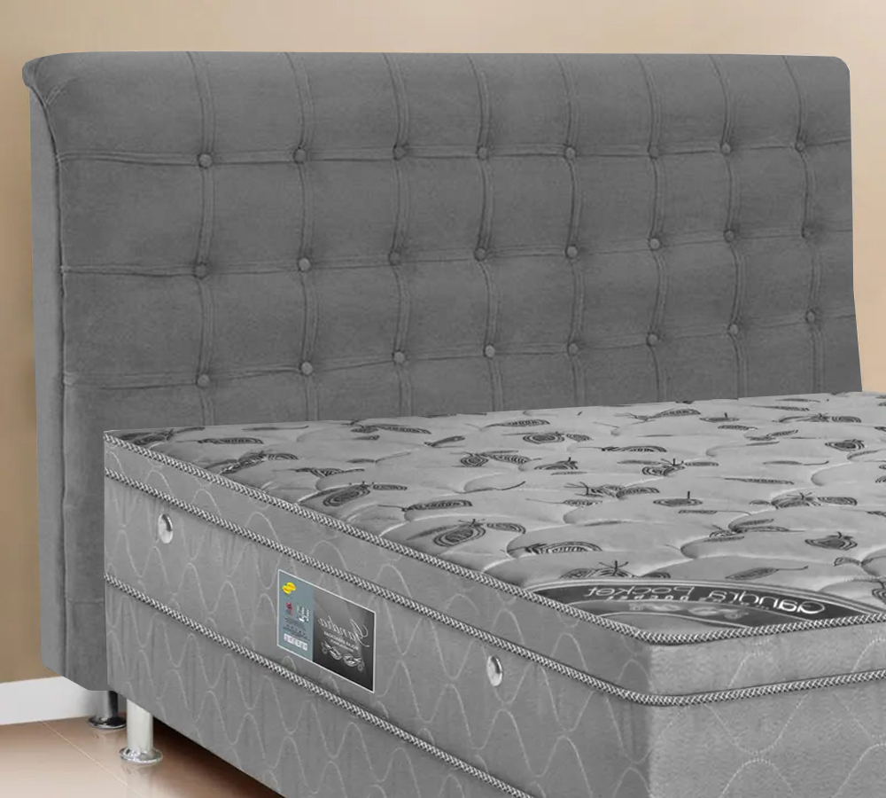 Cabeceira Casal 140cm Damares Suede Cinza ID Milani Store