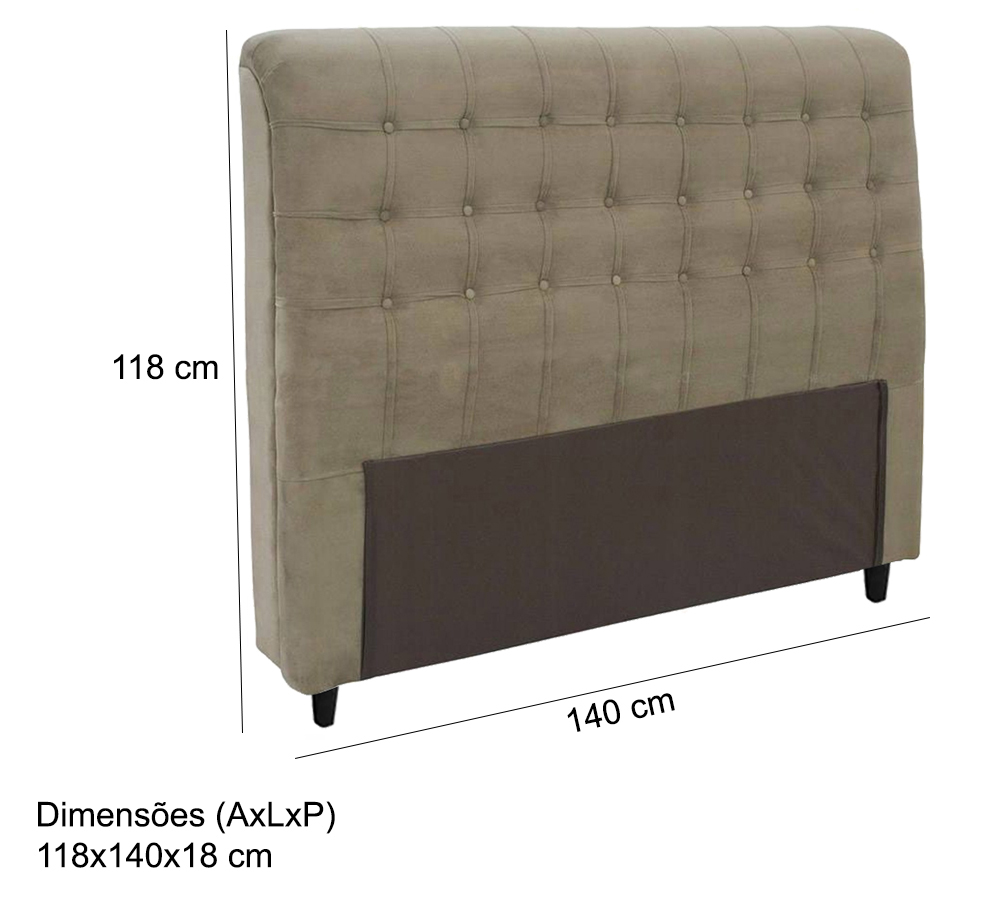 Cabeceira Casal 140cm Damares Suede Taupe ID Milani Store