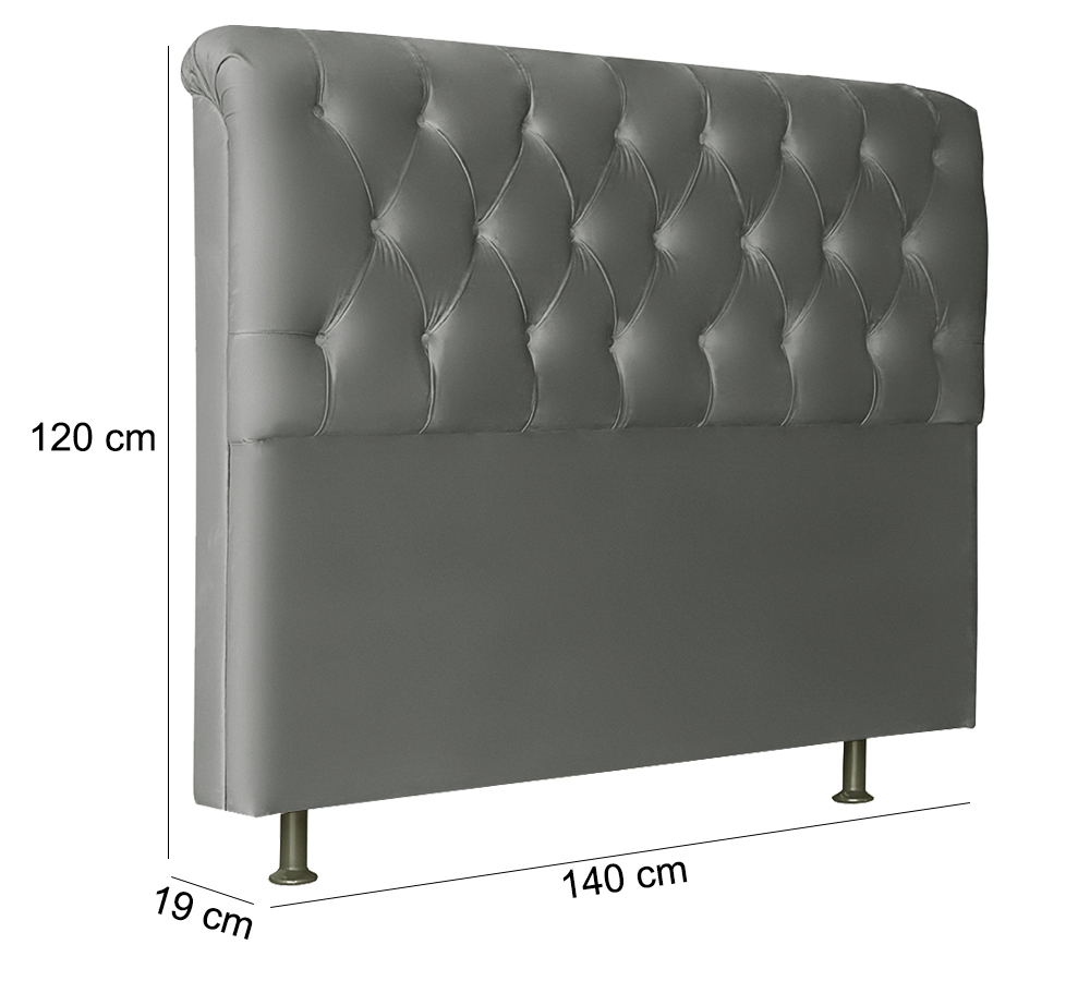 Cabeceira Casal 140cm Emilia Suede Cinza ID Milani Store