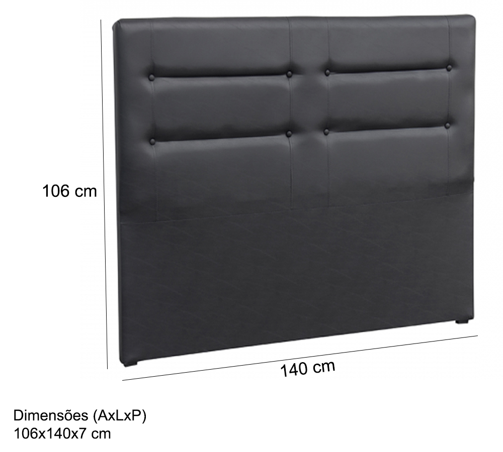 Cabeceira Casal 140cm Isis Corano Preto ID Milani Store