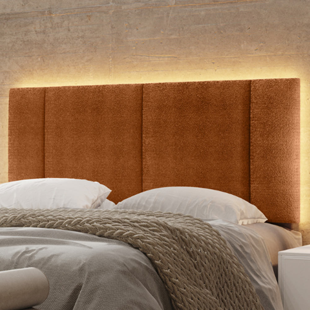 Cabeceira Modulada Casal 140 cm Com Led Boucle Terracota Milani Store