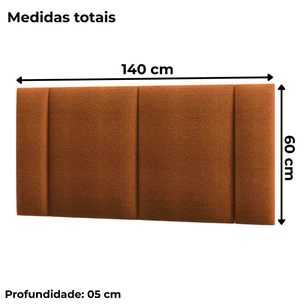 Cabeceira Modulada Casal 140 cm Com Led Boucle Terracota Milani Store