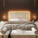 Cabeceira Modulada Casal 140 cm Com Led Linho Bege Milani Store
