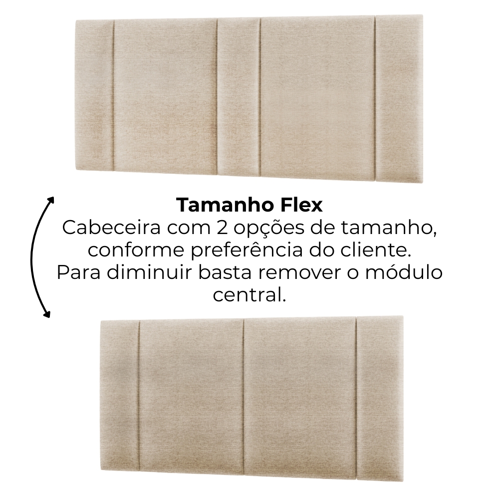 Cabeceira Modulada Casal Queen 160 cm Com Led Linho Bege VConcept