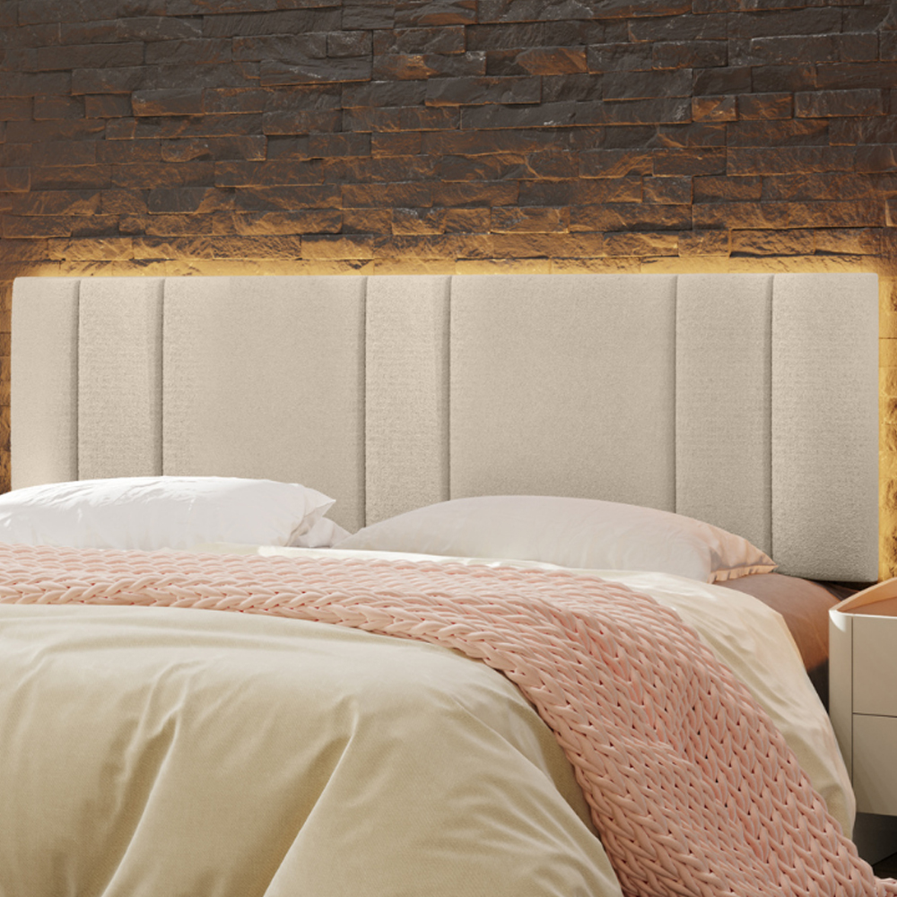 Cabeceira Modulada King 200 cm Com Led Boucle Bege Milani Store
