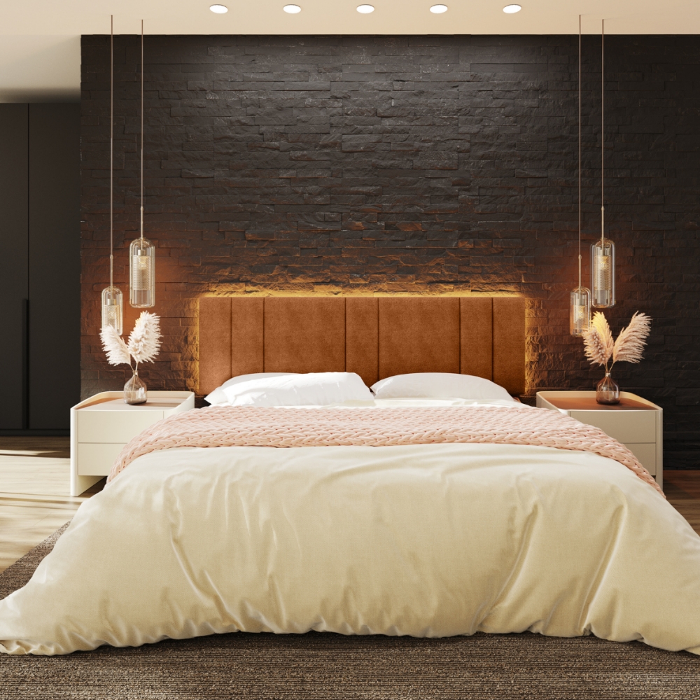 Cabeceira Modulada King 200 cm Com Led Boucle Cinza Milani Store