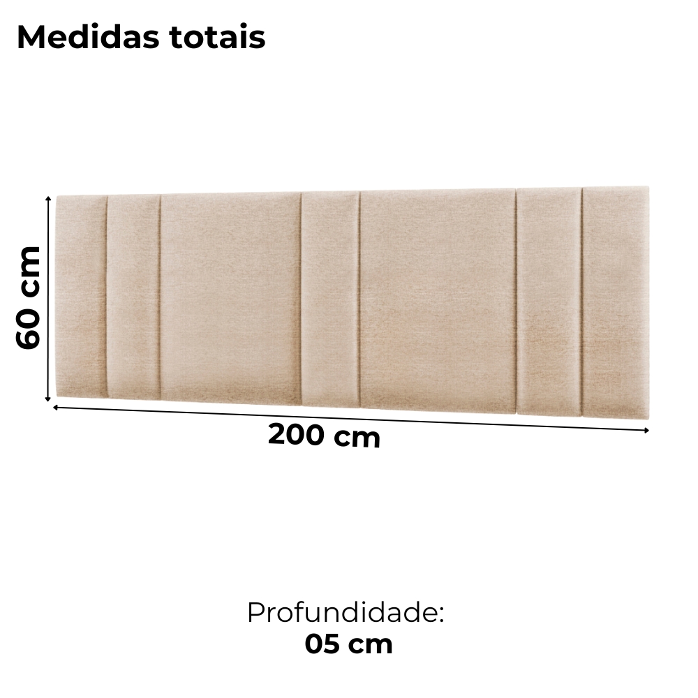 Cabeceira Modulada King 200 cm Com Led Linho Bege VConcept