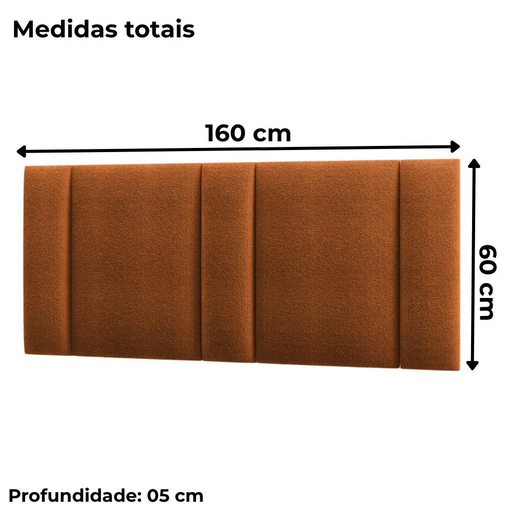 Cabeceira Modulada Queen 160 cm Com Led Boucle Terracota Milani Store