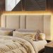 Cabeceira Modulada Queen 160 cm Com Led Linho Bege Milani Store