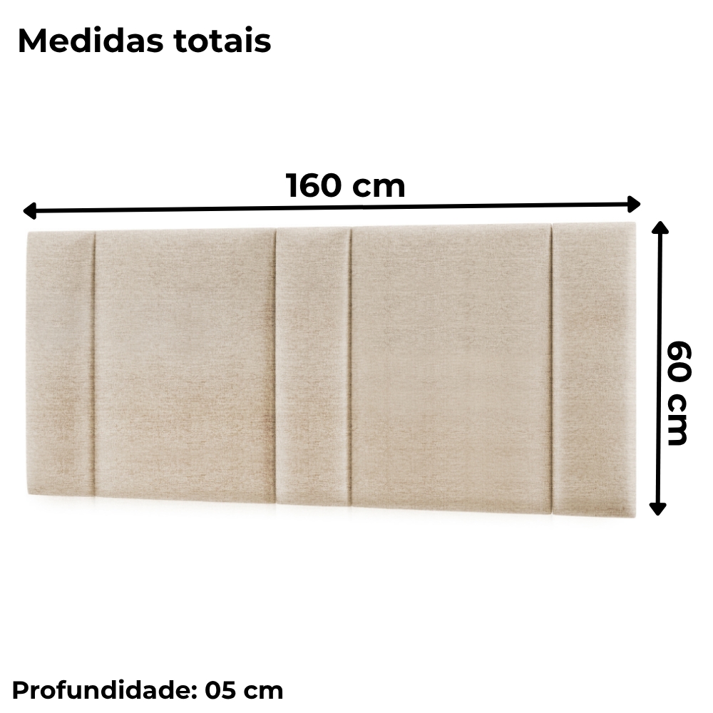Cabeceira Modulada Queen 160 cm Com Led Linho Bege Milani Store