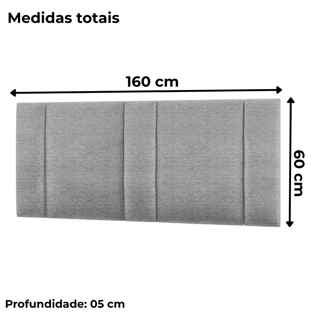 Cabeceira Modulada Queen 160 cm Com Led Linho Cinza Milani Store
