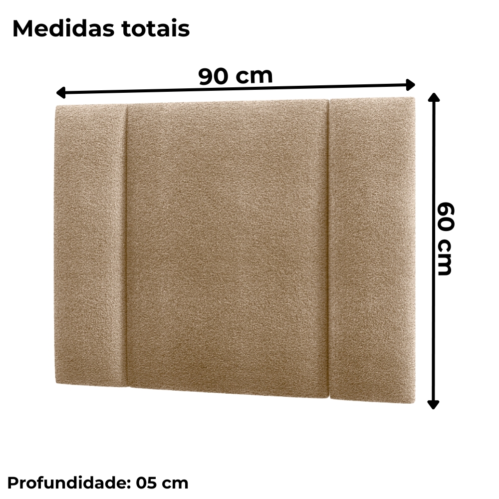 Cabeceira Modulada Solteiro 90 cm Com Led Boucle Bege Milani Store