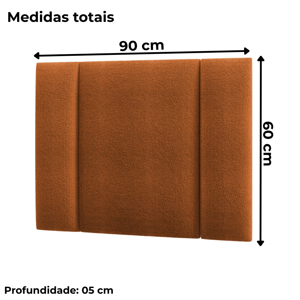 Cabeceira Modulada Solteiro 90 cm Com Led Boucle Terracota Milani Store