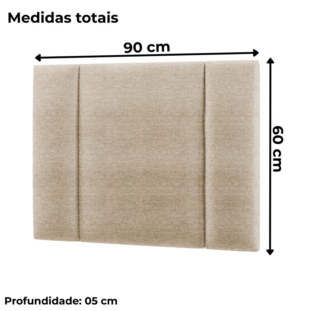 Cabeceira Modulada Solteiro 90 cm Com Led Linho Bege Milani Store