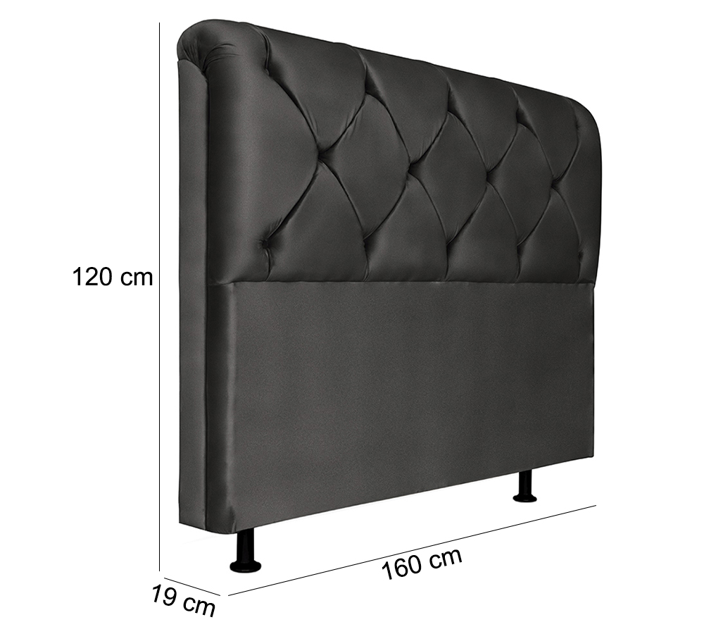 Cabeceira Queen 160cm Barbara Suede Preto ID Milani Store