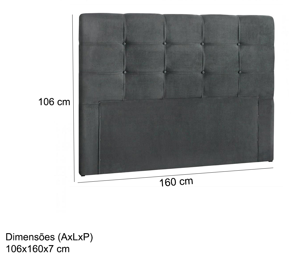 Cabeceira Queen 160cm Daiana Suede Cinza ID Milani Store