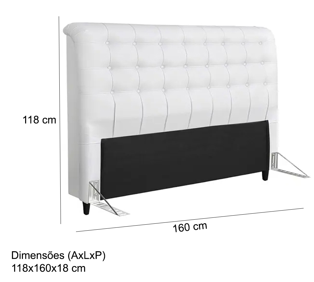 Cabeceira Queen 160cm Damares Corano Branco ID Milani Store
