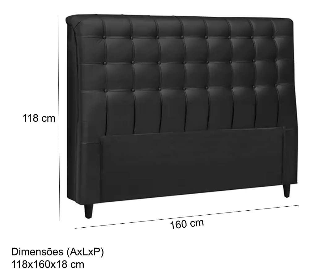 Cabeceira Queen 160cm Damares Corano Preto ID Milani Store