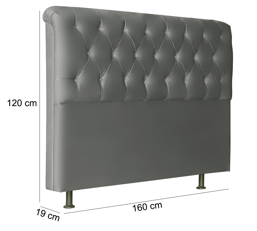 Cabeceira Queen 160cm Emilia Suede Cinza ID Milani Store