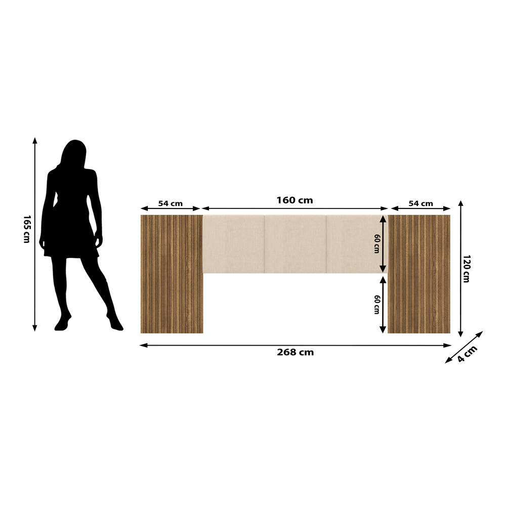 Cabeceira Queen 268 cm ZEN 50024 Nature Brisa Linho Bege VLR