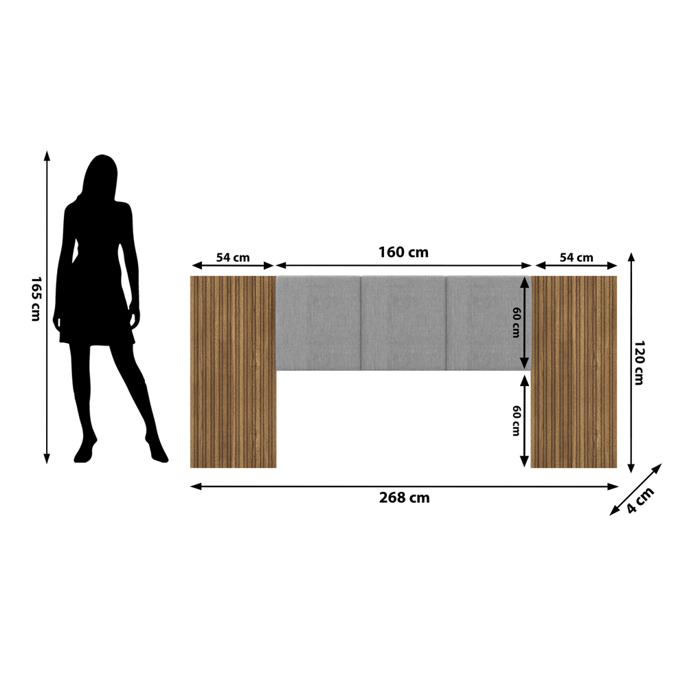 Cabeceira Queen 268 cm ZEN 50024 Nature Brisa Linho Cinza VLR