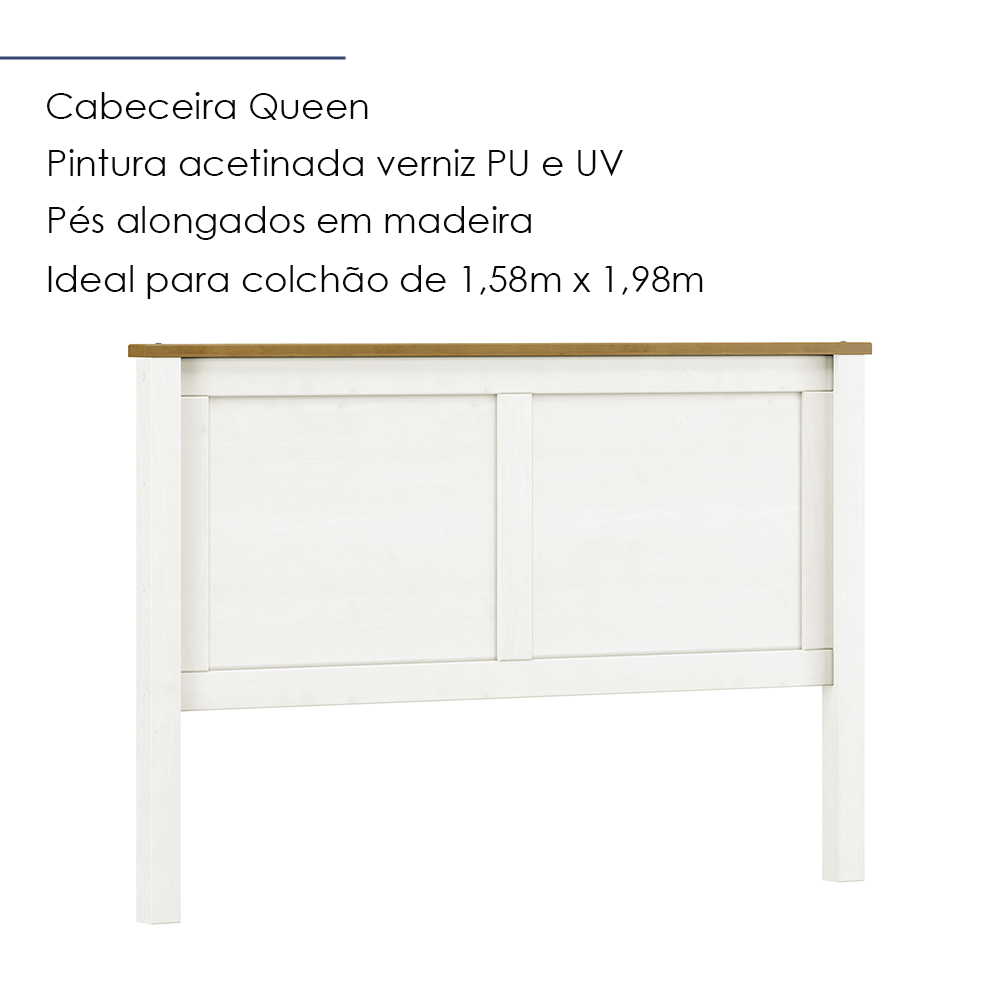 Cabeceira Queen Madeira Maciça 9116 Branco Freijo Milani Store