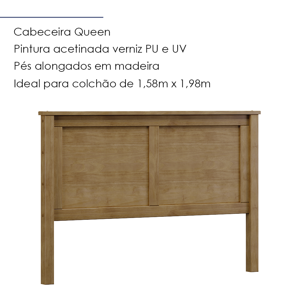 Cabeceira Queen e 02 Mesas Cabeceira Madeira Maciça Freijo Milani Store