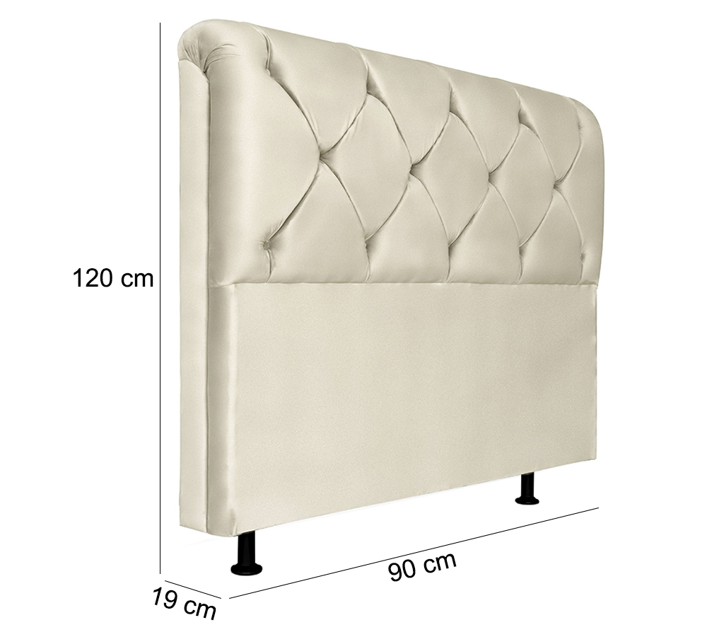 Cabeceira Solteiro 90cm Barbara Suede Marfim ID Milani Store