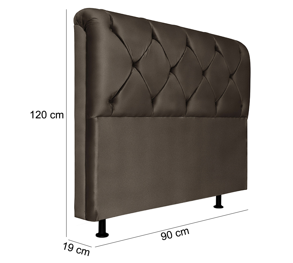Cabeceira Solteiro 90cm Barbara Suede Marrom ID Milani Store