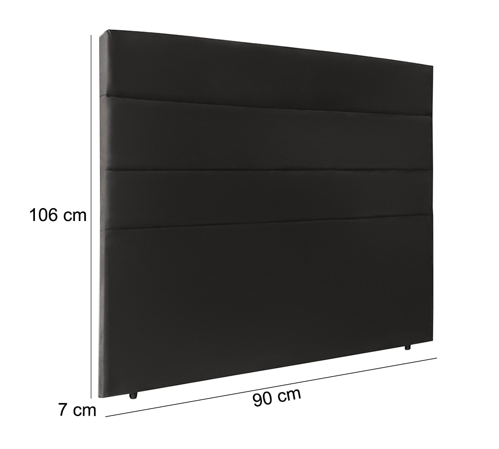 Cabeceira Solteiro 90cm Bia Suede Preto ID Milani Store