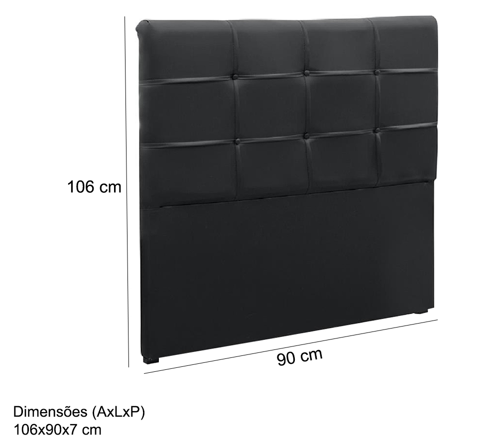 Cabeceira Solteiro 90cm Daiana Corano Preto ID Milani Store