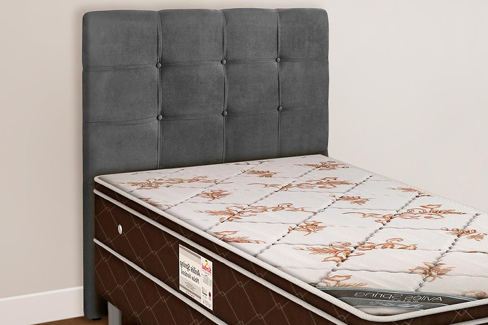 Cabeceira Solteiro 90cm Daiana Suede Cinza ID Milani Store