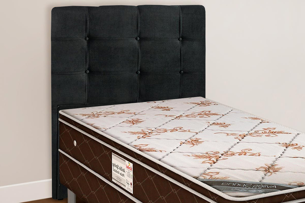Cabeceira Solteiro 90cm Daiana Suede Negro ID Milani Store