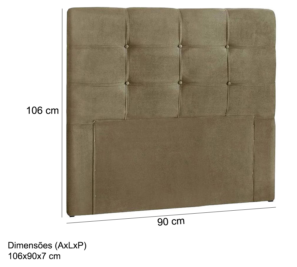 Cabeceira Solteiro 90cm Daiana Suede Taupe ID Milani Store