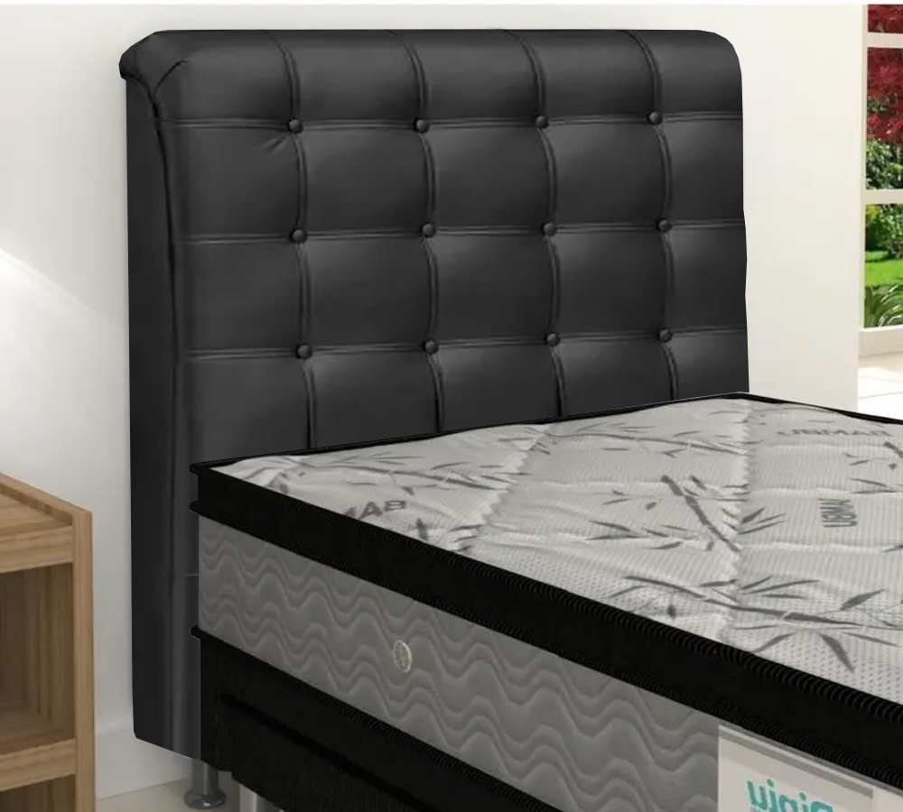 Cabeceira Solteiro 90cm Damares Corano Preto ID Milani Store