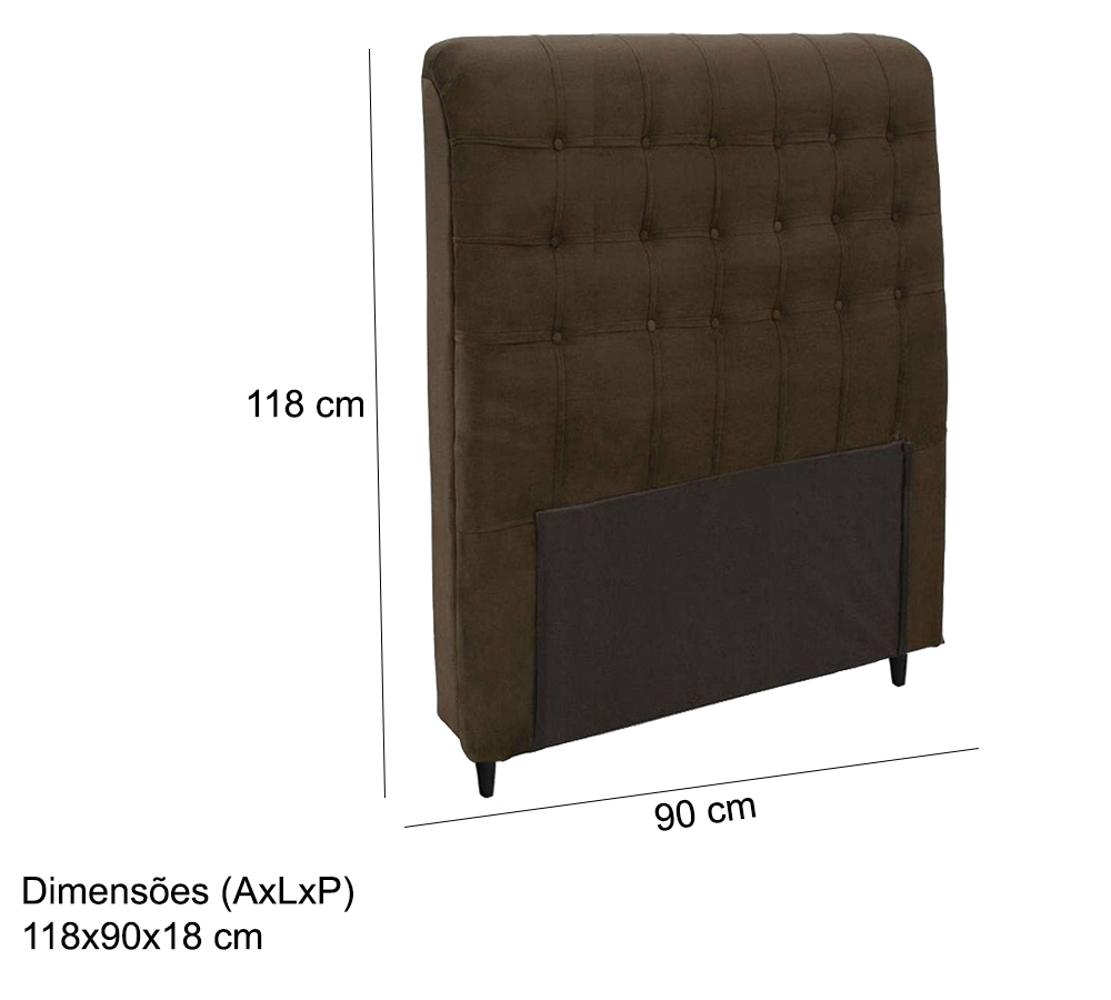 Cabeceira Solteiro 90cm Damares Suede Chocolate ID Milani Store