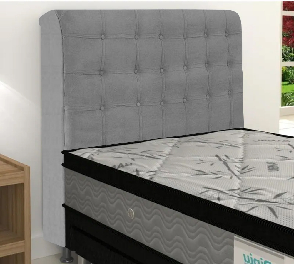 Cabeceira Solteiro 90cm Damares Suede Cinza ID Milani Store