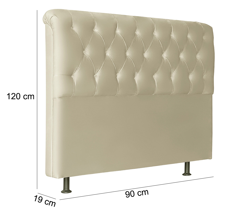 Cabeceira Solteiro 90cm Emilia Suede Marfim ID Milani Store