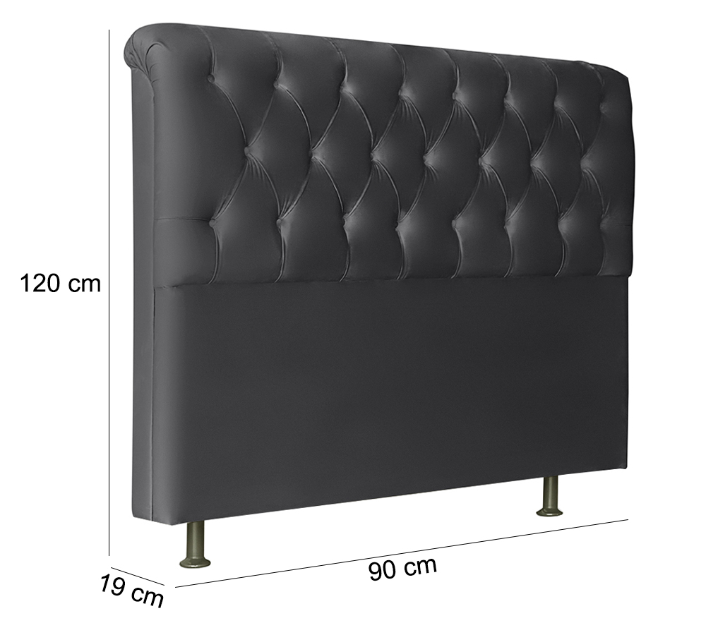 Cabeceira Solteiro 90cm Emilia Suede Preto ID Milani Store