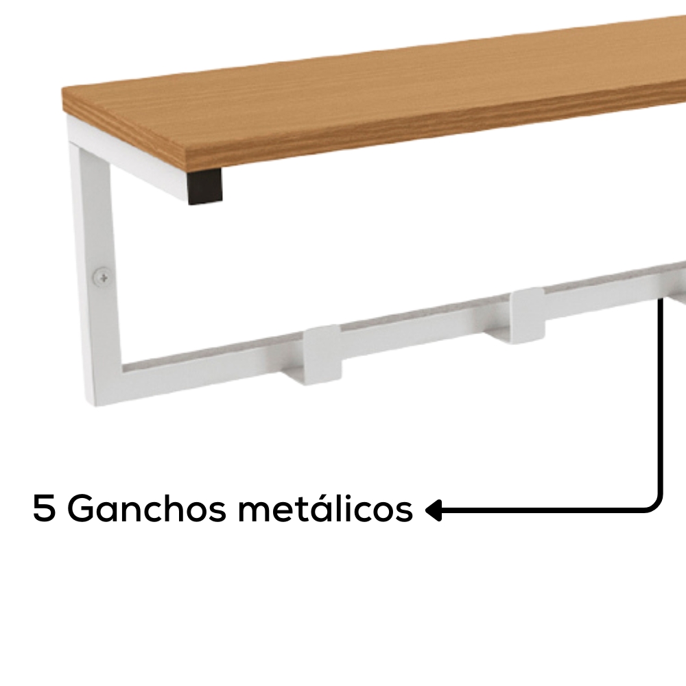 Cabideiro Prateleira de Parede LI042 Canela Branco KPB