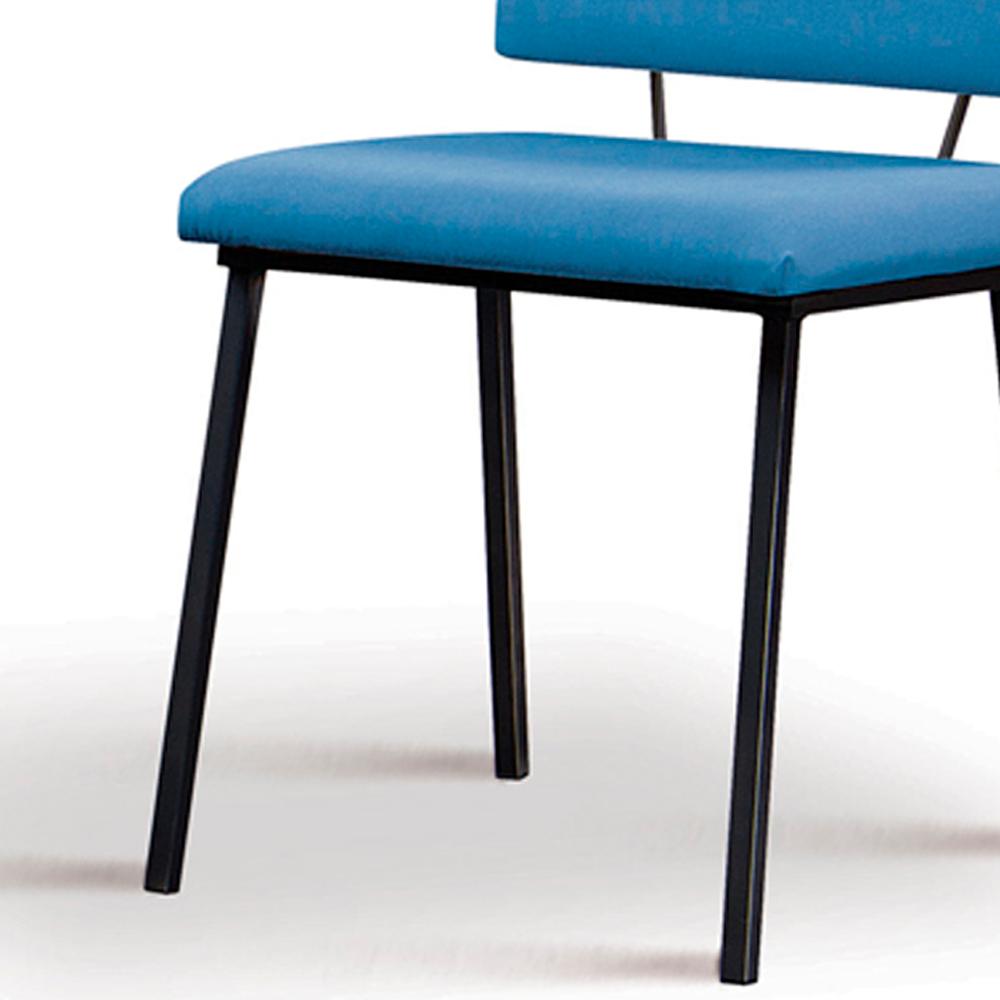 Cadeira Estofada Base Em Aço F38 Linho Azul Jeans Dmobiliario