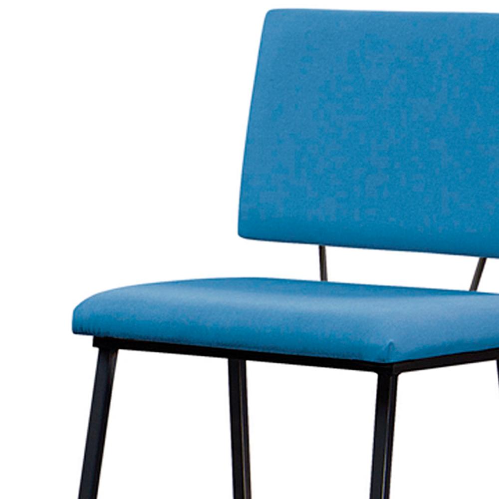 Cadeira Estofada Base Em Aço F38 Linho Azul Jeans Dmobiliario