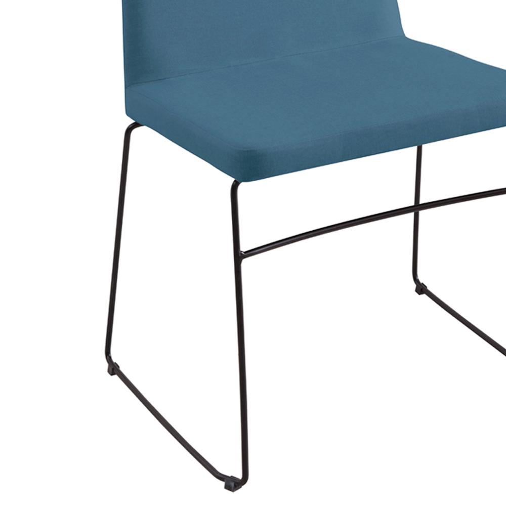 Cadeira Estofada Base Em Aço F41 Linho Azul Jeans Dmobiliario
